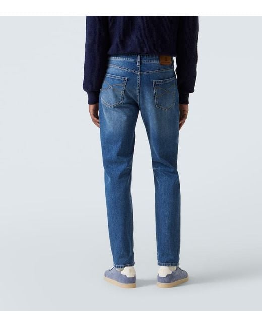 Brunello Cucinelli Mid-Rise Slim Jeans in Blue für Herren