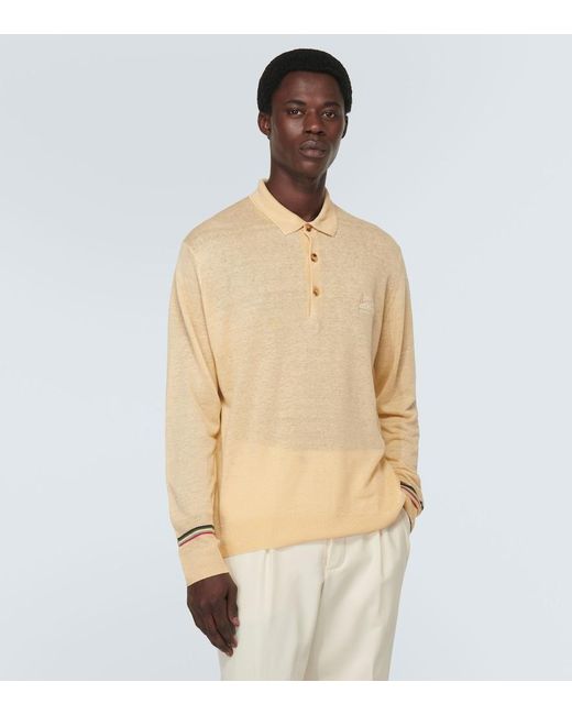 Etro Natural Linen And Cotton Polo Sweater for men