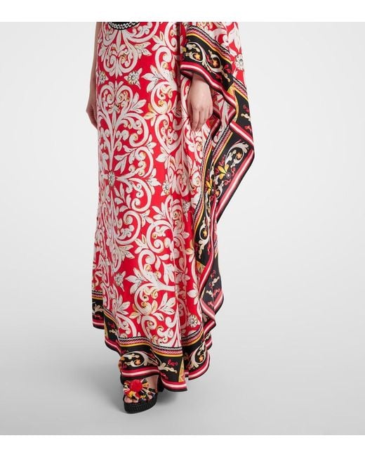 Dolce & Gabbana Red Taormina Printed Silk Kaftan