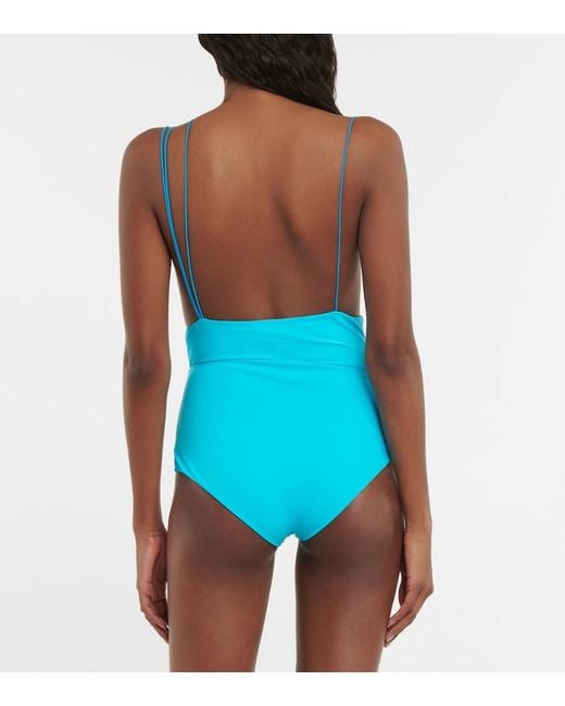 Nensi Dojaka Blue Cutout Swimsuit