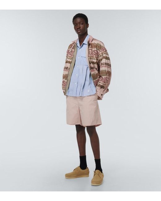 Sacai Blue Striped Cotton Shirt for men