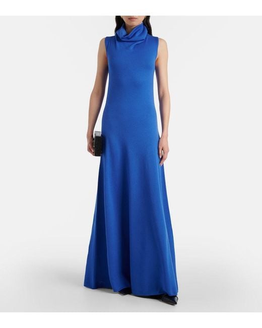 Tom Ford Blue Knitted Wool Maxi Dress