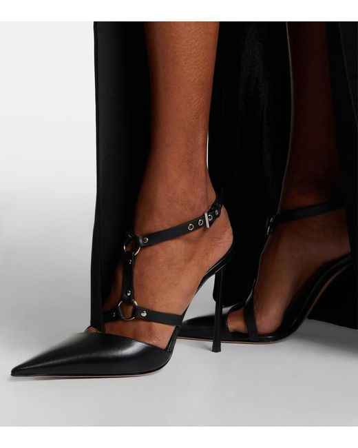 Tom Ford Black Harness Leather Slingback Pumps