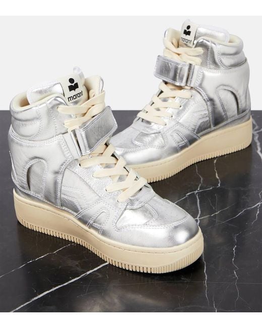 Isabel Marant White Ellyn Metallic Leather High-top Sneakers