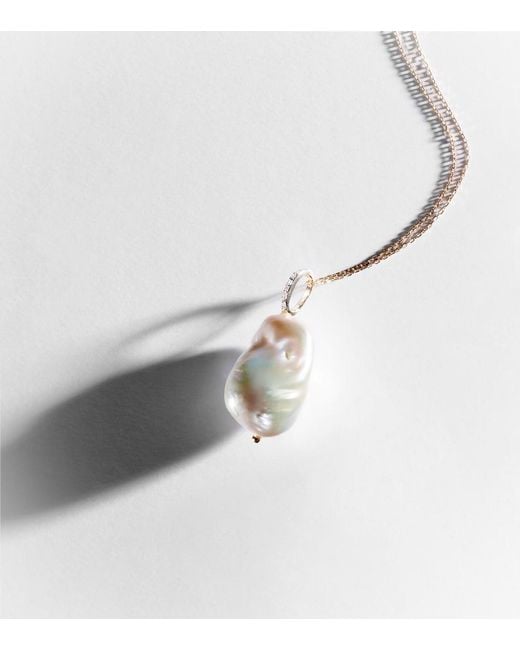Mateo White 14Kt Necklace With Baroque Pearl And Diamonds