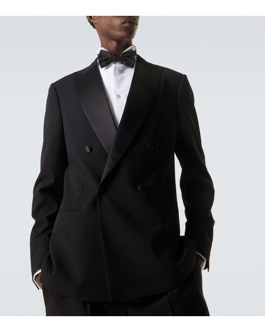 Giorgio Armani Black Virgin Wool Tuxedo Blazer for men