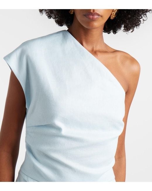 Sir White One-Shoulder Linen Top