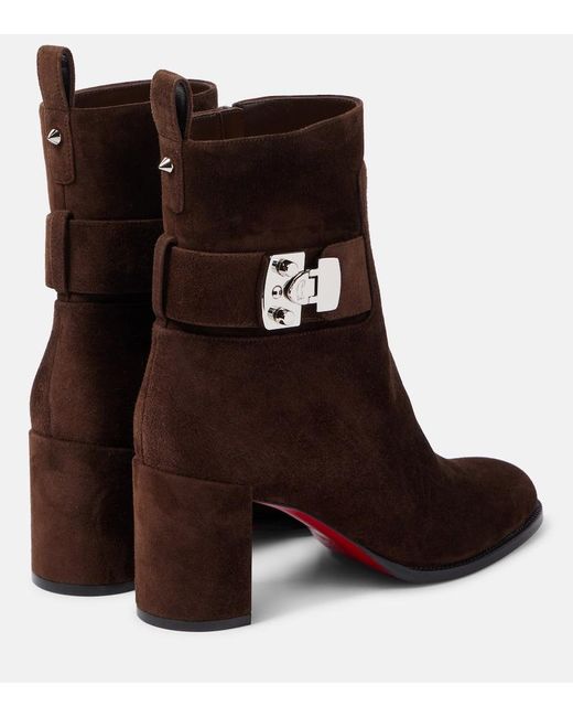 Christian Louboutin Brown Booty Lock 70 Suede Ankle Boots