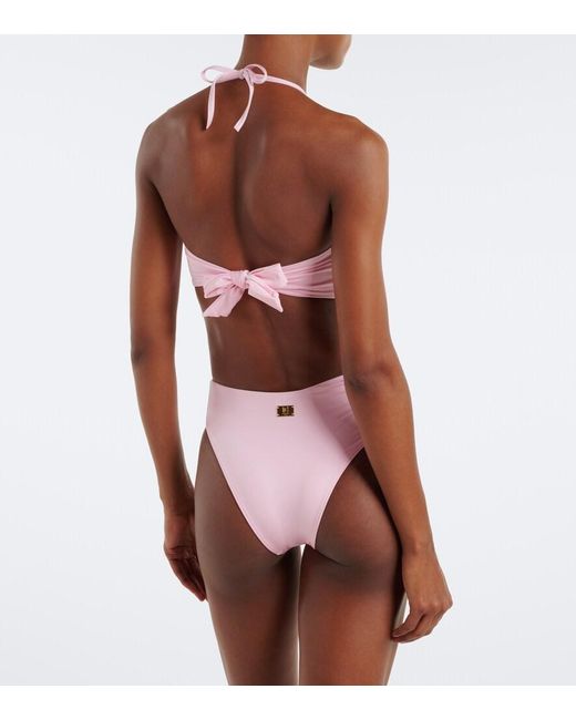 Balmain Pink Ruched Bikini