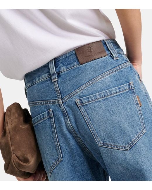 Brunello Cucinelli Blue Mid-Rise Wide-Leg Jeans