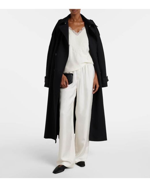 Rohe White Lace-Trimmed Satin Camisole