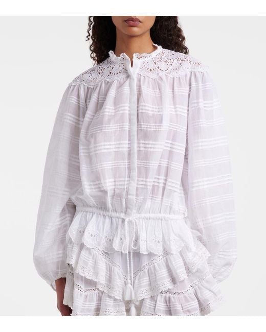 Isabel Marant White Polly Lace And Cotton Blouse
