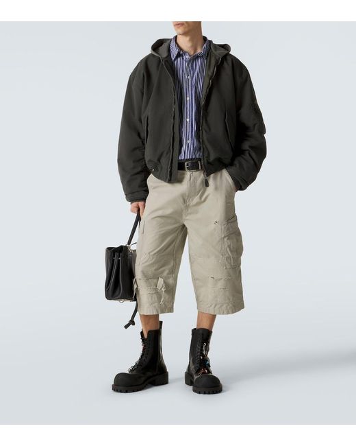 Balenciaga Natural Cropped Cotton Cargo Pants for men