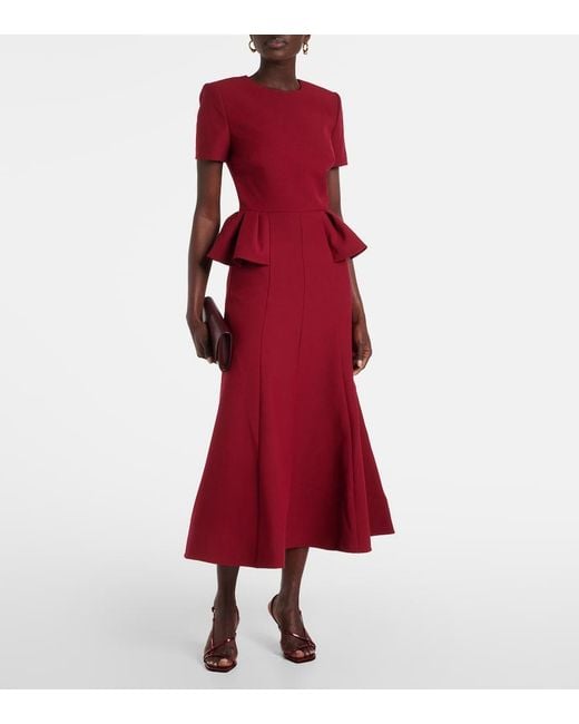 Roland Mouret Red Crepe Midi Dress