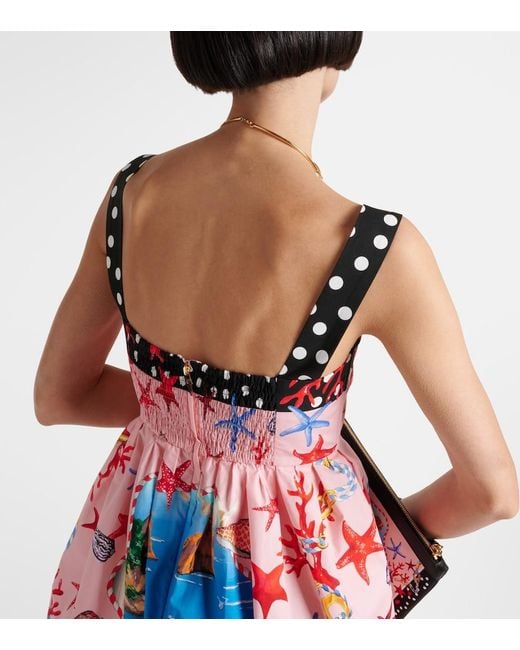 Dolce & Gabbana Red Capri Printed Cotton Minidress