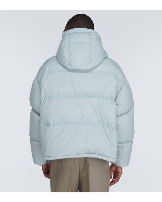 AMI Blue Technical Canvas Down Jacket for men