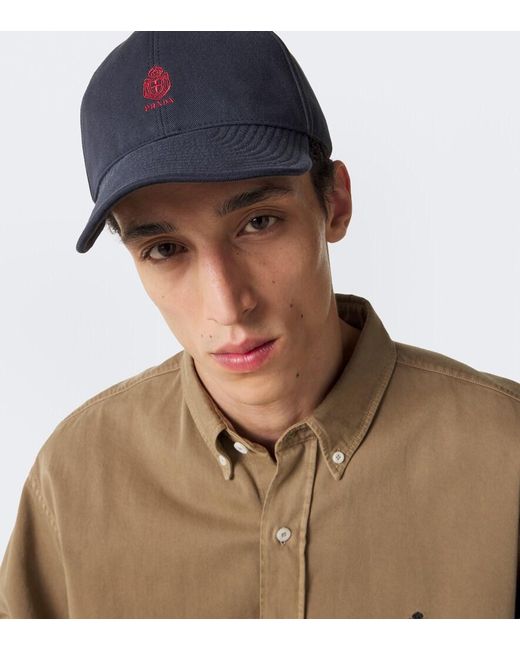 Prada Blue Logo Canvas Baseball Cap for men