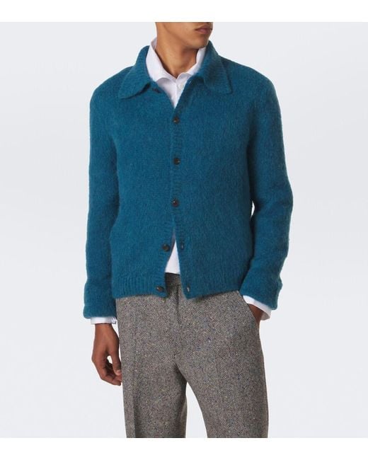 Dries Van Noten Blue Alpaca And Wool-Blend Cardigan for men