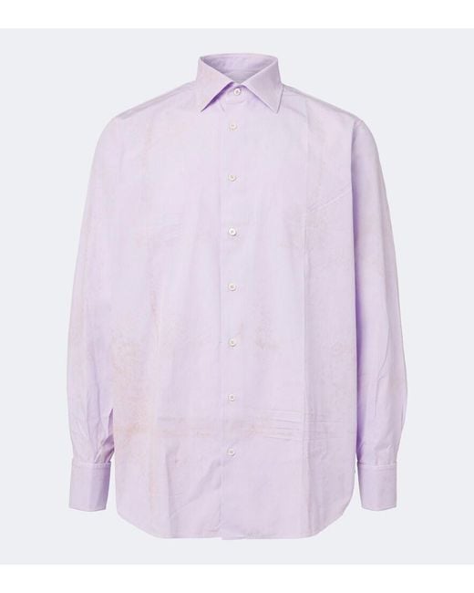 Prada Purple Printed Cotton Shirt for men