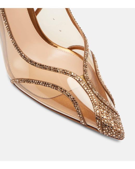 Gianvito Rossi Natural Diana 95 Leather-Trimmed Pu Slingback Pumps