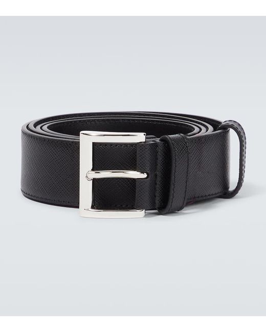 Prada Black Logo Saffiano Leather Belt for men