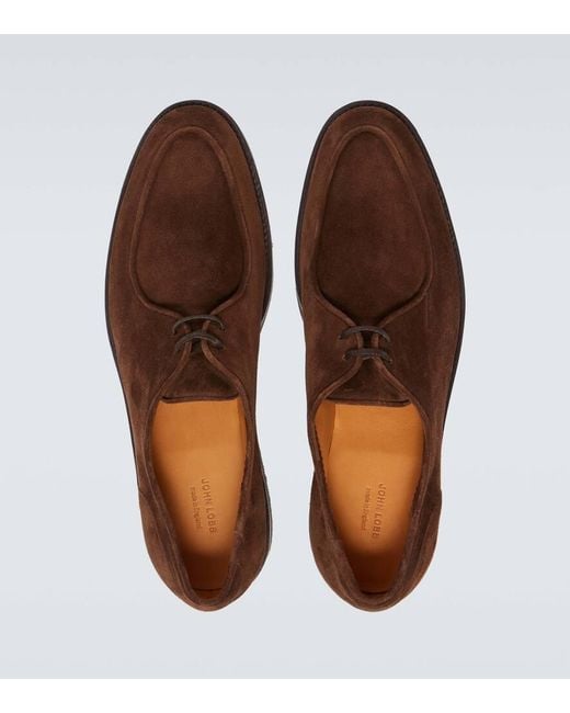 John Lobb Brown Ted Suede Derby Shoes for men
