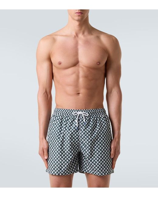 Fedeli Green Madeira Paisley Swim Trunks for men