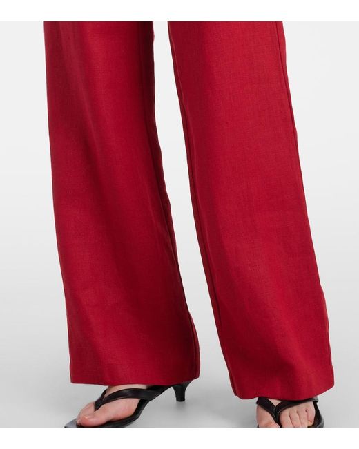 Faithfull The Brand Red Isabel High-Rise Linen Straight Pants
