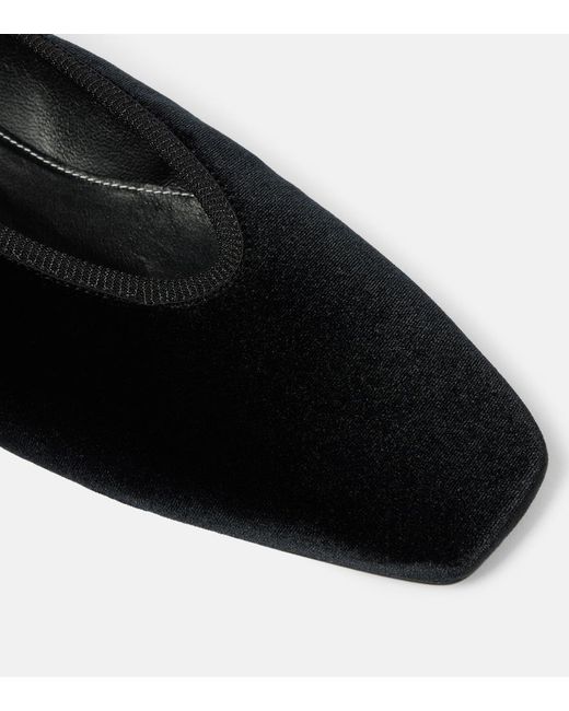 Totême  Black Minimalist Velvet Ballerina Flat