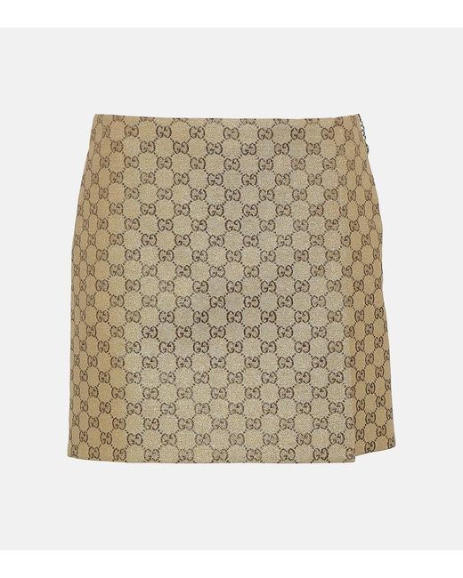 Minifalda de lona con GG y glitter Gucci de color Natural