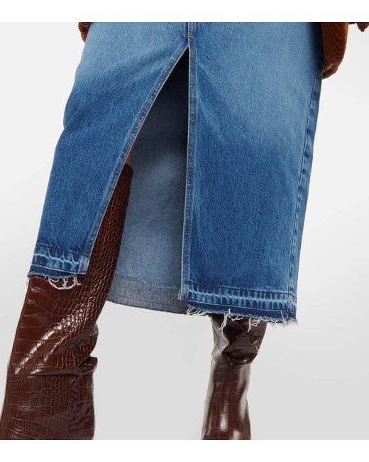 FRAME Blue The Midaxi Denim Midi Skirt