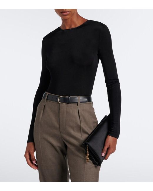 Saint Laurent Black Open-Back Jersey Bodysuit