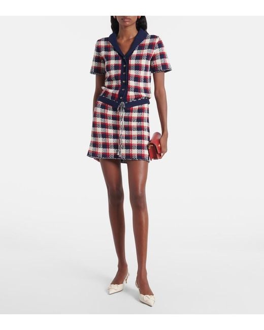 Valentino Red Checked Cotton Miniskirt