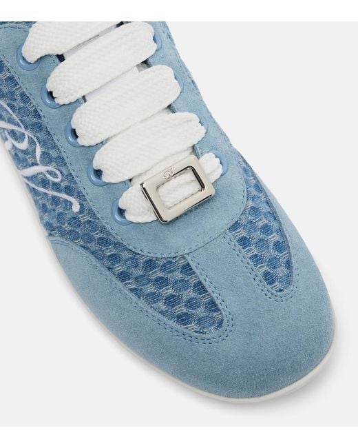 Roger Vivier Blue Viv' Suede-Trimmed Sneakers
