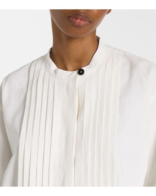 Jil Sander White Plisse Linen Shirt