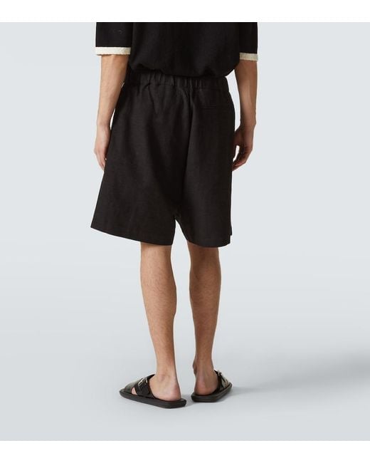 Commas Black Crochet-Trimmed Shorts for men