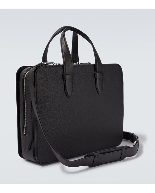Brioni Black Leather Briefcase for men