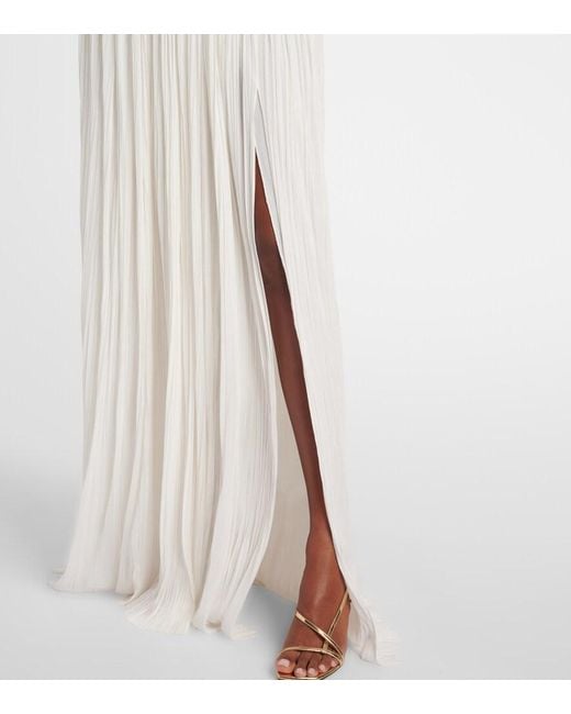 Maria Lucia Hohan White Sharon Off-Shoulder Silk Gown