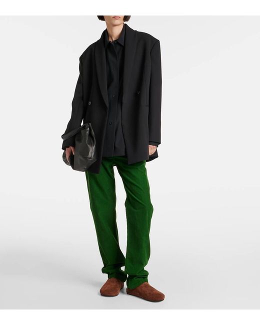 The Row Green Carlind Cotton Corduroy Straight Pants