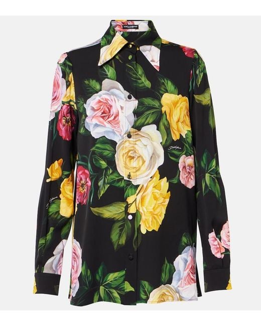 Dolce & Gabbana Black Printed Silk Shirt