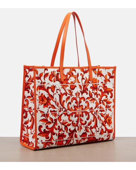 Dolce & Gabbana Red Shopping Large Printed Canvas Shopper