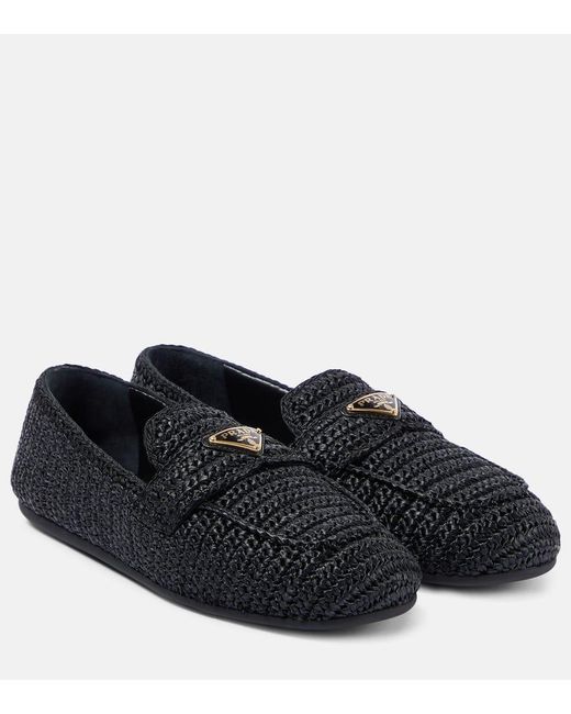 Prada Black Crochet Loafers