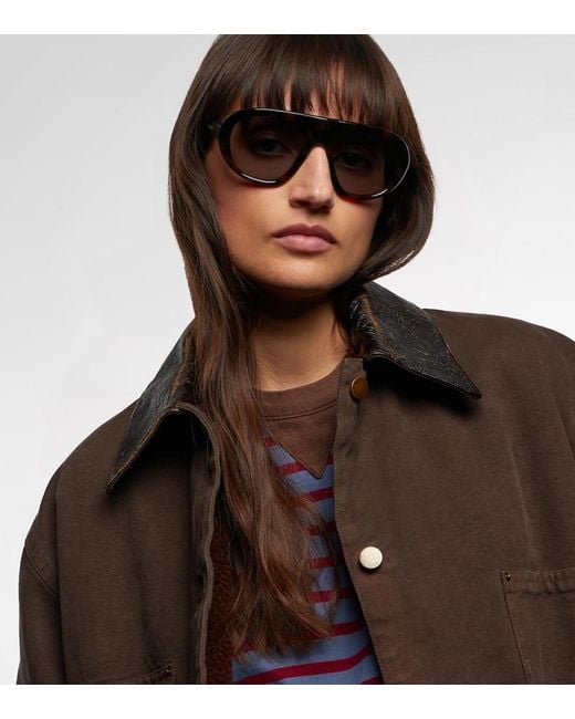 Prada Brown Logo Aviator Sunglasses