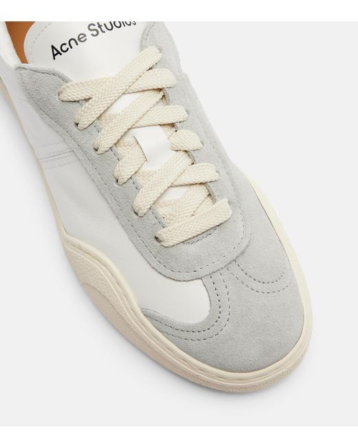 Acne White Suede-Trimmed Leather Sneakers