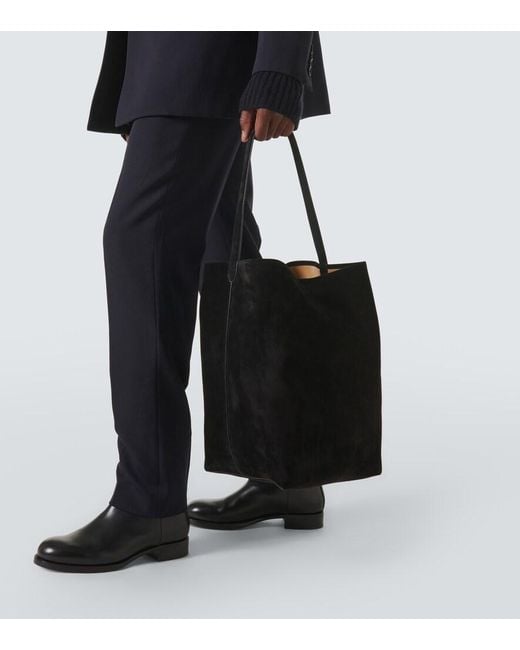 The Row Black N/S Park Large Suede Tote Bag for men