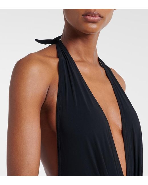 Karla Colletto Blue Solid Embellished Swimsuit
