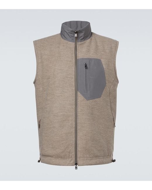 Sease Brown Explorer Reversible Wool-Blend Vest for men