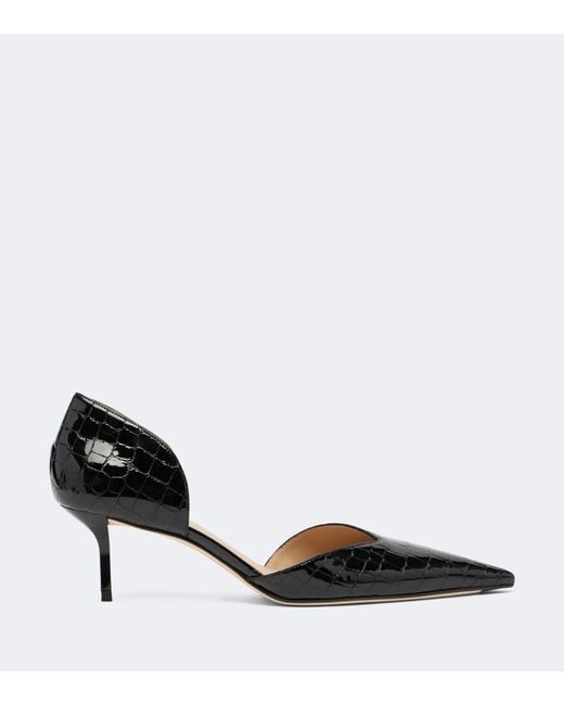 Victoria Beckham Black Victoria Angle D'Orsay Croc-Effect Leather Pumps