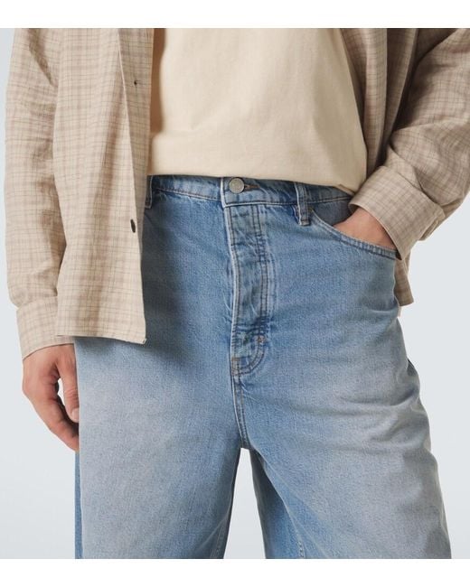 FRAME Blue Distressed Denim Bermuda Shorts for men