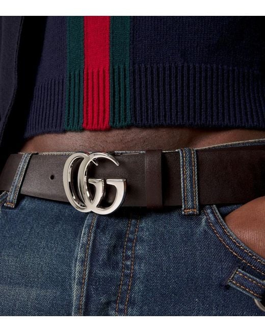Gucci Metallic Flat Marmont Leather Belt for men